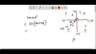 Precalculus   exact value of sin 225 degrees