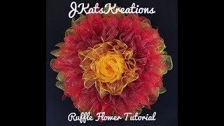 Deco Mesh Ruffle Flower Wreath Tutorial/DIY Mesh Flower Wreath