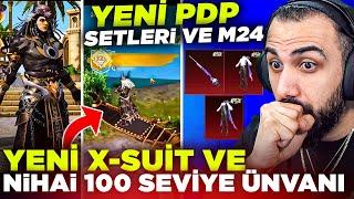 YENİ X-SUİT  OYUNUN İLK 100 SEVİYE NİHAİ ÜNVANI! BEDAVA FULLENMİŞ M24 VE PDP SETLERİ | PUBG MOBILE