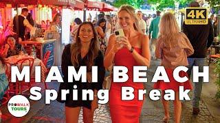 Miami South Beach Spring Break 2025 Night Walk 4K 60fps