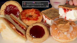 ASMR Peanut Butter & Jelly Desserts *Ice Cream Cookie Sandwich, Donuts, Sandwich, Cookie Mukbang 먹방