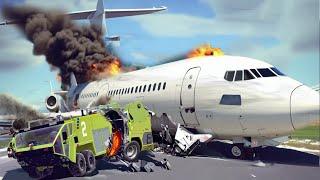 Crashed Into A FIRE TRUCK - Emergency Landing At The Airport | Scenarios Airplane Crash Besiege