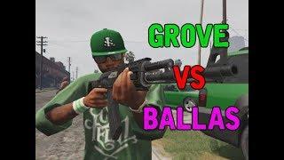 GTA 5 - Grove Street Families vs Ballas. Epic Gang War