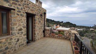 Beautiful stone house for sale, with garden and sea views from terrace. Crete