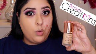 NEW BEAUTY CREATIONS FLAWLESS FOUNDATION REVIEW| IS IT DRY SKIN APPROVE? DID IT COVER MY ACNE?