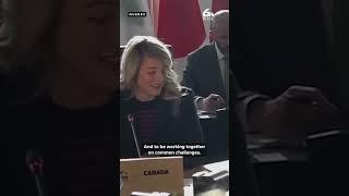 Canadian Foreign Minister Mélanie Joly gives opening remarks at G7 summit #wjac #worldnews #g7