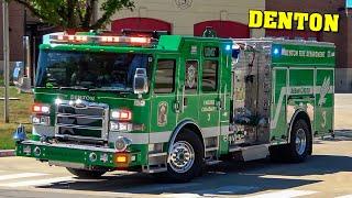 [GREEN FIRE ENGINE responding!] - DENTON Fire Department | Mean Green Fire Engine 3 & Medic 3