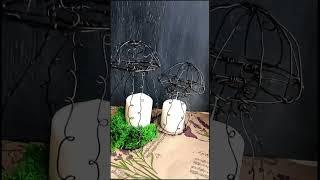 wire sculpture - mushroom candle holder