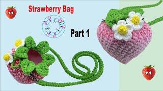 KnitLove HK/4K/Knit/Crochetting/How to/DIY/Strawberry bag【Part 1】/かぎ針編み/짜다/क्रोशै/棒針/鈎針/草莓手袋【第一部分】