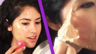 People With Different Skin Types Try A Peel-Off Makeup Shield