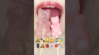 ASMR PINK KOHAKUTO EMOJI FOOD 이모지 먹방 (sped up)