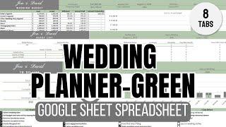 Wedding Planner Spreadsheet (Google Sheets) - Green