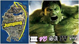 How Long does HULK take to JUMP Across GTA MAPS | HULK in GTA GAMES