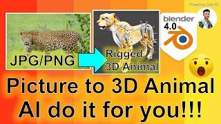 Blender | Picture to 3D Animal | AI Do it for you | 3D Animation | Auto-Rigging | AI Modeling