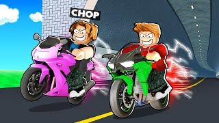 ROBLOX CHOP AND FROSTY RACE THROUGH THE TUNNEL IN MOTORCYCLE MAYHEM