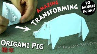 Origami Transforming Pig -- 10 Models in One!