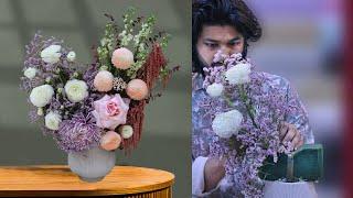 New Flowers Bouquet Making With Vase. Modern Flower Bouquet, how to make flower bouquet