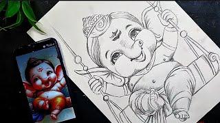 Ganpati Bappa Morya! | Cute Lord Ganesha easy drawing video Part 1