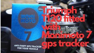 Triumph T120 fitted with MoniMoto 7 gps tracker