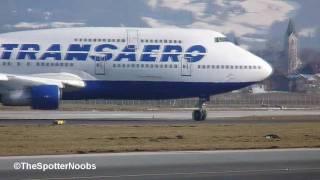 Transaero 747-300 landing and start at Salzburg Airport