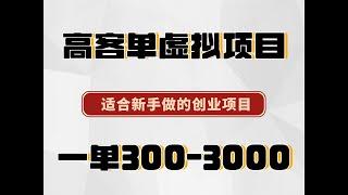 高客单虚拟项目，适合新手做的创业项目，一单利润300-3000