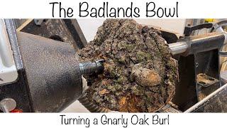 Woodturning: Turning Oak Burl Live Edge Bowl  -  The Badlands Bowl