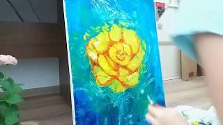 "Optimism" (1/300 Painting Challenge) Yellow Rose Painting in Oil and Palette Knife
