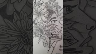 Drawing of a girl with nature Beauty # Creative art