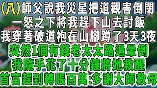 (八)師父說我災星把道觀害得快倒閉，一怒之下將我趕下山去討飯，我穿著破道袍在山腳蹲了3天3夜，突然1個有錢老太太路過暈倒，我隨手花了十分鐘將她救醒，下秒首富到場轉賬百萬:多謝大師！#荷上清風 #爽文