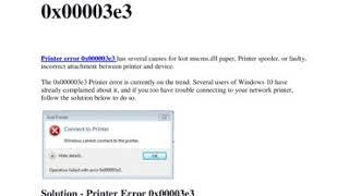 How to Fix Printer Error 0x00003e3 | Printer Error 0x00003e3 | Error 0x00003e3 | SOLUTION