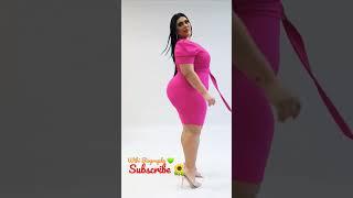 Glamorous  models lifestyle curvy womanin Pink dress style. plus size women fashion beauty.bbw