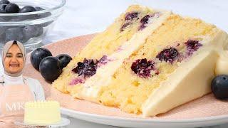 Melt in your mouth LEMON BLUEBERRY CAKE with the most velvety crumb!