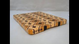 Stacked diamond pattern end grain cutting board