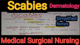 Notes Of Scabies (Dermatology) in Medical Surgical  Nursing in Hindi/Bsc Nursing/Gnm