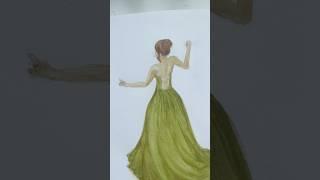 watercolors! #watercolor #art #dress #green #spin #viral #trend #fyp