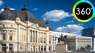 360° VR Walk in Bucharest Street View Fountain Monument Holiday Trip Walkin 6K Virtual Reality HD 4K