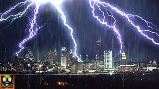 Heavy Thunderstorm Sounds with Rain, Loud Thunder and Lightning Strike Effects | San Antonio Skyline