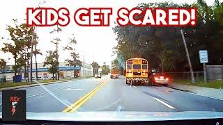 Car Makes Contact With School Bus | Hit and Run | Bad Drivers, Brake Check. Dashcam Compilation 583