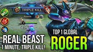 REAL BEAST! 1 MINUTE TRIPLE KILL! ROGER BEST BUILD 2020 | Top 1 Global Roger - Mobile Legends