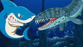 We're Going on a Mosasaur Hunt vs We're Going on a Shark Hunt- Preschool Songs & Nursery Rhymes