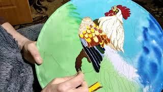 Процесс вышивки гладью СКАЗОЧНОГО ПЕТУШКА - поэтапная вышивка. Рукоделие своими руками. Embroidery
