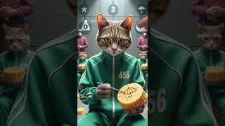 Cat Playing the Dalgona Game in Squid Game 