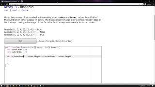 Coding Bat Java - Arrays 3 - linearIn