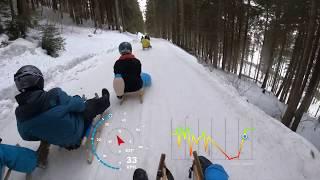 Bad Hindelang Rodeln  -  blaue Piste mit Speed Anzeige