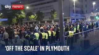 Police officers injured as riots break out in Plymouth