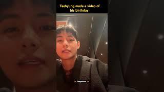 Hey army Taehyung makes a video of his birthday gift for us    #taehyung #v #bts #taekook #shorts