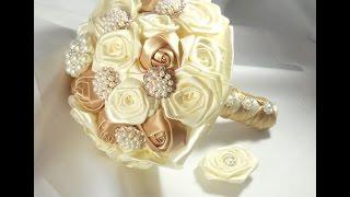 #1 DIY  Bridal  Brooch  Bouquet Fabric Flowers No Wires Easy Goldie KIT