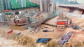 China Today! Half city is under water after the dam burst, cars washed away in Shaanxi