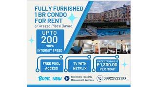 Fully Furnished 1 Bedroom Condo Unit at Arezzo Place Davao For Rent