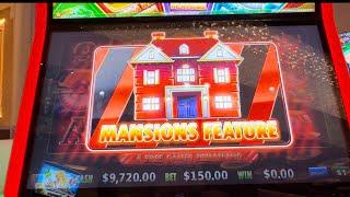 Huff n more puff! Mansion feature! Massive win! 14 mansions! $150 bet! #slots #casino